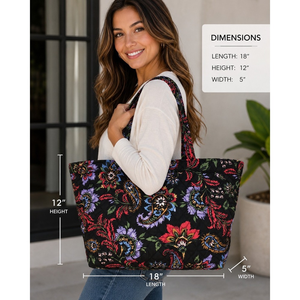 VERA BRADLEY North South Tote Bag‎ Floral Bursts Pattern -1656